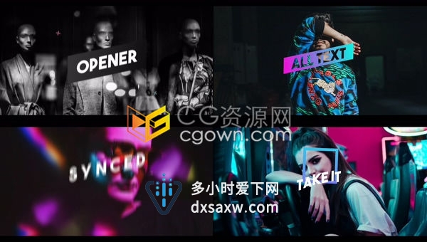 动感明亮时尚多彩设计宣传包装开场潮流服装音乐节奏闪现片头-AE模板
