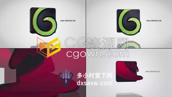 简约玻璃质感3D翻转LOGO标志动画演绎-AE模板下载