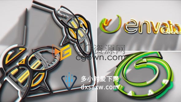 多层彩色3D挤压和边缘生长动画三维LOGO效果片头视频制作-AE模板下载