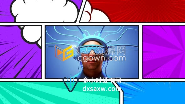 经典卡通复古漫画方框面板色彩明艳活力转换过渡效果-AE模板下载