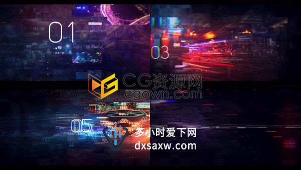 数字失真毛刺动画故障特效科技电影宣传片头-AE模板下载