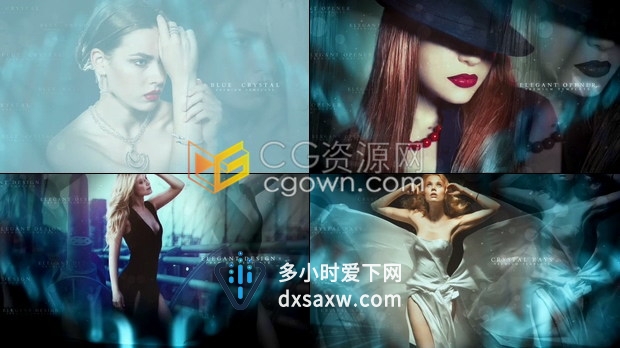 时髦现代光线反射蓝色水晶效果奢华颁奖典礼公司年会宣传视频晚会活动-AE模板下载