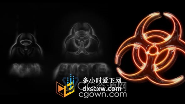Dark Smoke Neon Logo深色烟雾霓虹灯发光标志效果片头视频-AE模板