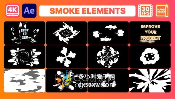 AE模板-烟雾MG图形动画元素效果Smoke Elements & Titles