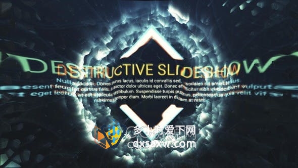 AE模板-毁灭性宣传片不规则图形遮罩照片动画幻灯片视频