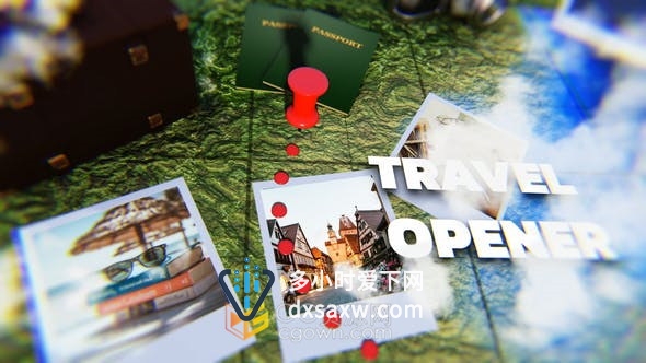 3D地图背景旅行照片展示动画旅游宣传视频片头相册-AE模板