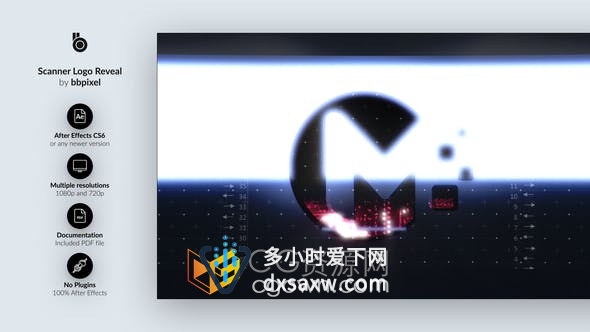 AE模板-扫描像素矩阵闪光毛刺特效LOGO动画效果视频