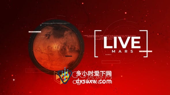 AE模板-火星直播简介视频片头星球背景科技感故障文字动画