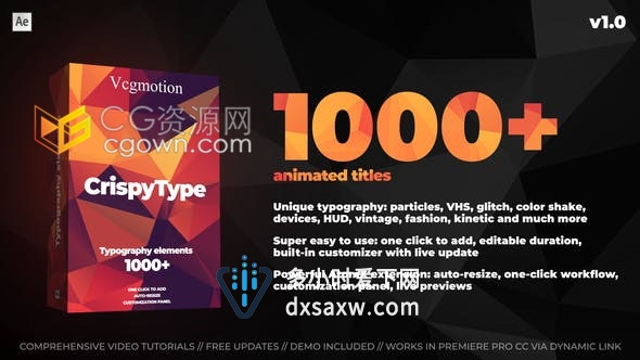 CrispyType Typography v1.0 AE脚本1000+ Titles文字标题文字动画-AE模板