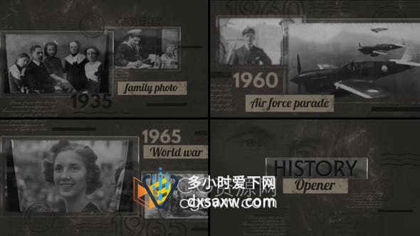 AE模板-史诗历史纪录片回忆照片时间轴故事介绍视频相册