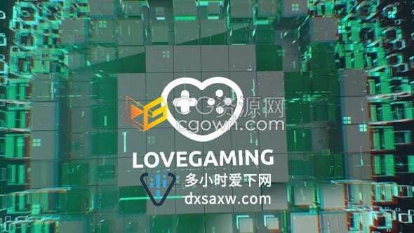 AE模板-几何玻璃科技网格线条数字网络游戏安全技术公司LOGO片头