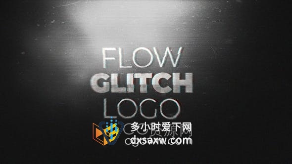 AE模板-Flow Glitch Logo抽象毛刺粒子科技公司标志动画视频片头