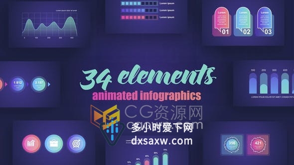 AE模板-34个技术项目分析信息图表动画元素Infographics Vol.41