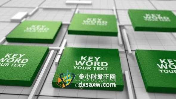 AE模板-3D马赛克方形拼图动画视频片头Corporate Logo