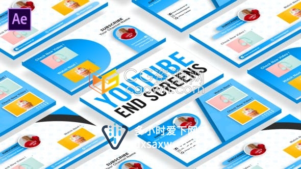 AE模板vlog社交媒体关注我们订阅频道主页卡片设计动画
