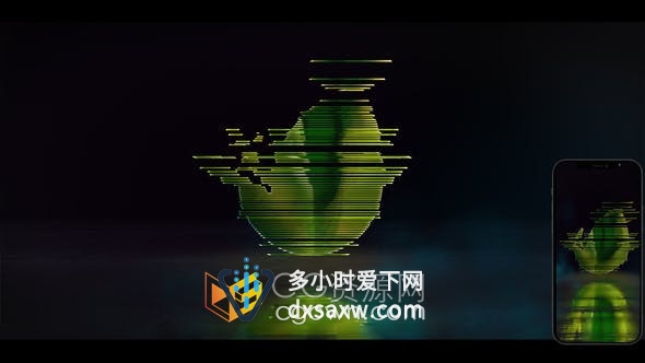 AE模板-3D故障像素拉伸线条组成图案标志动画视频Cinematic Glitch Logo