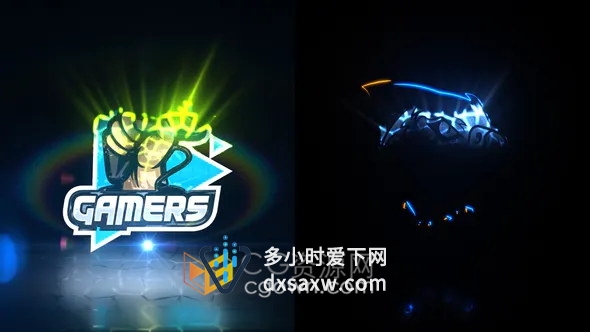 Glitch Cell Logo电影光效深色优雅光泽发光效果动画标志视频片头-AE模板