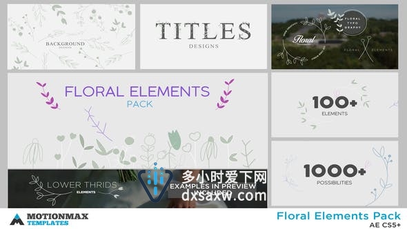 AE模板-100多种花卉生长动画元素开花叶子装饰MG素材