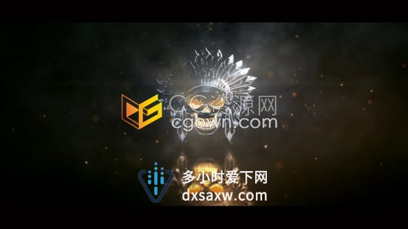 黑暗神秘体积光线照明烟雾背景露出LOGO动画视频片头-AE模板