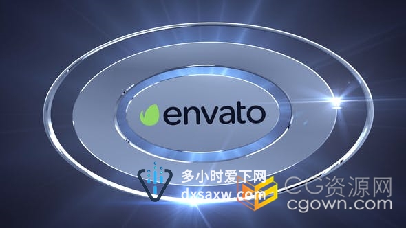 AE模板-镜头眩光反光金属质感3D环演绎频道电视节目开场游戏公司标志片头