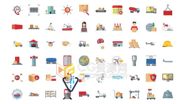 100个管理与物流Icons图标动画产品在线订单货物仓库交货-AE模板