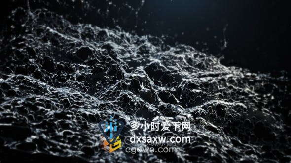 两个水滴碰撞飞溅波浪动画演绎LOGO视频标志片头制作-AE模板