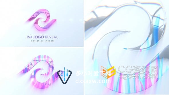 4K分辨率效果明亮公司LOGO简介视频片头光泽水彩飞溅遮罩效果-AE模板