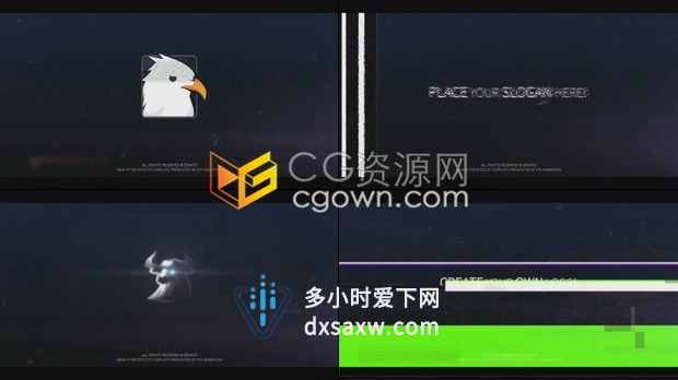 AE模板Glitch LOGO故障损坏数字失真RGB分离动画视频片头