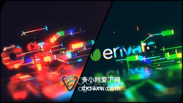 AE模板-抽象混乱能量故障闪耀高科技术LOGO宣传片头