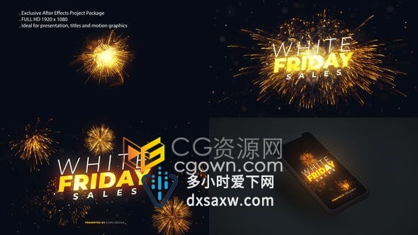 烟花绽放标题海报背景节日庆典购物狂欢派对促销标签元素-AE模板