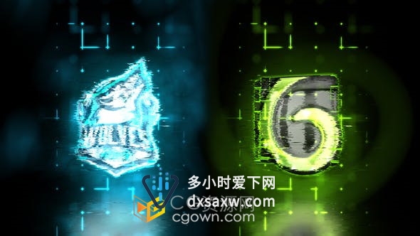 Glow Glitchy Logo发光故障失真标志动画视频片头制作-AE模板