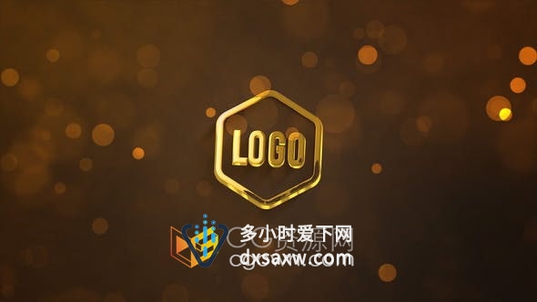 AE模板-4K大气散景耀斑背景3D光面阴影动画深金色标志LOGO片头