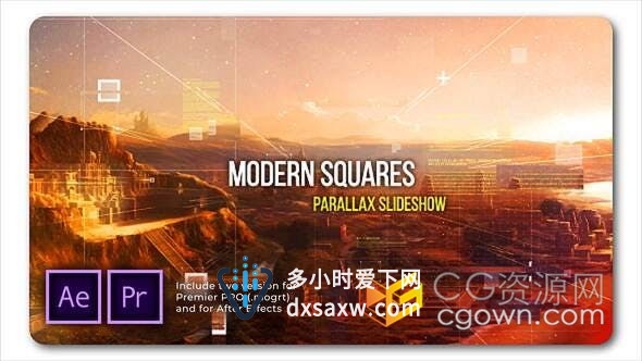 现代方块视差效果炫酷高科技设计科学演示史诗动作战争主题幻灯片-AE模板/PR预设