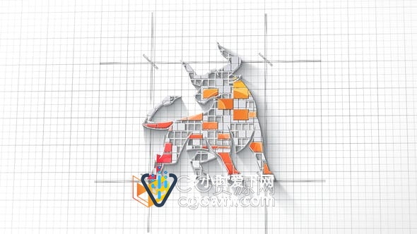 AE模板-铅笔线蓝图绘图3D LOGO动画建筑工程图生产创作设计