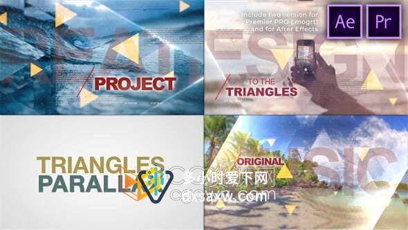 三角形视差幻灯片全息技术电子计算机人工智能军事数字网络演示-AE/PR模板