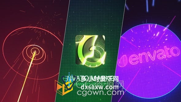 Digital Arrow Logo数字箭头穿越高科技HUD冲击波视频片头标志动画-AE模板