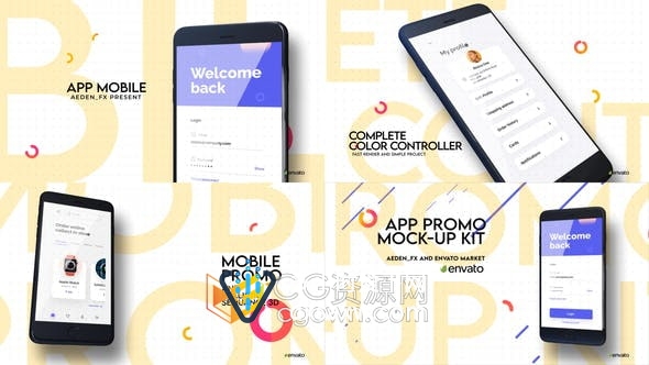 AE模板-App Promo手机应用软件介绍宣传视频展示UI设计图片动画