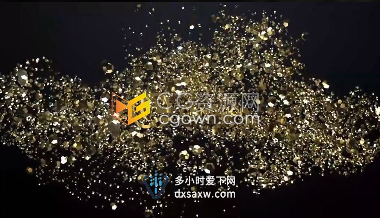 闪耀奢华金色粒子汇聚演绎高端时尚品牌标志LOGO动画-AE模板