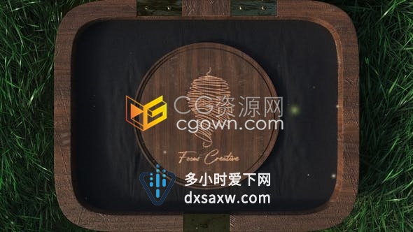 AE模板-在草丛里木材潘多拉魔盒子打开展示LOGO动画视频片头