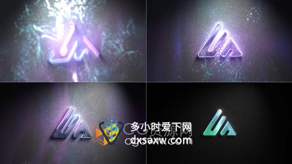 AE模板-粒子特效墙上霓虹灯标志LOGO动画视频