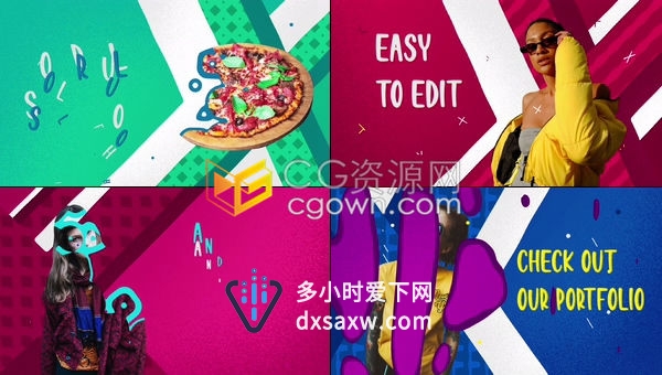 AE模板-4k活力彩色自定义场景时尚通用动画幻灯片