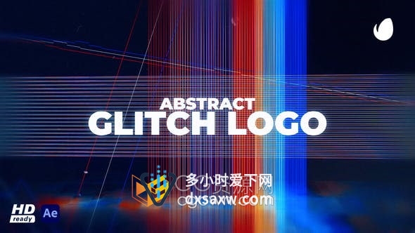 AE模板-抽象数字故障网格划痕揭示技术标志LOGO片头