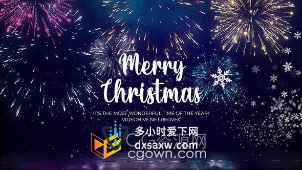 豪华高端粒子生成圣诞树动画烟花绽放节日元素演示庆祝活动片头-AE模板