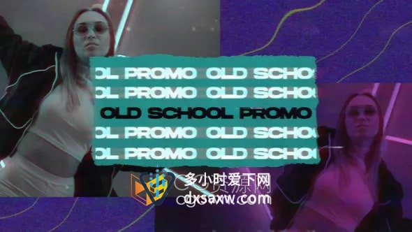 AE模板-八九十年代VHS复古风格动态快速故障嘻哈新潮视频片头