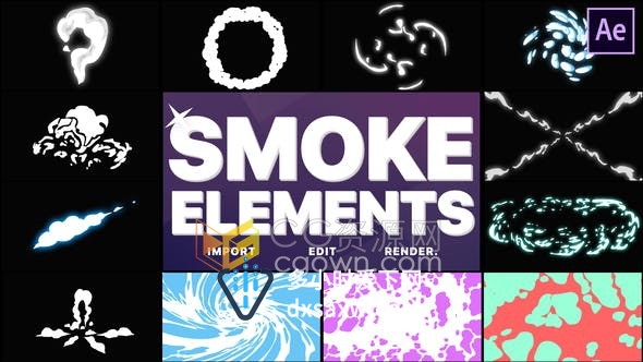 Smoke Elements Pack 烟雾元素包06卡通图形动画素材-AE模板