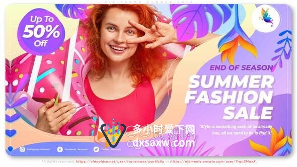 AE模板-夏季大促销色彩缤纷新衣服视频宣传片服装品牌广告