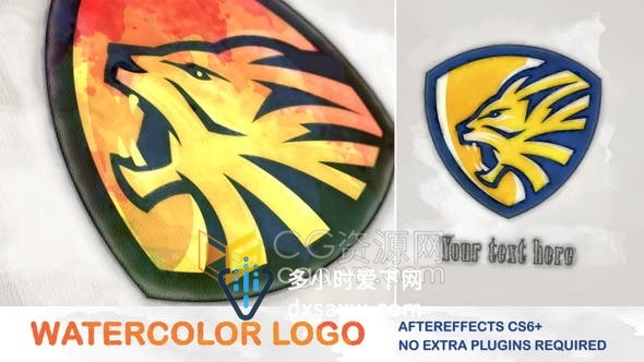 AE模板-在画布上绘画水彩LOGO动画美术教育在线课程绘画学习网络视频教程
