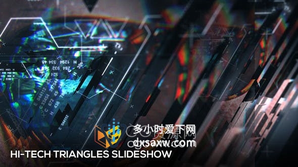 AE模板-三角形元素遮罩水晶反射扭曲效果高科技幻灯片企业宣传片