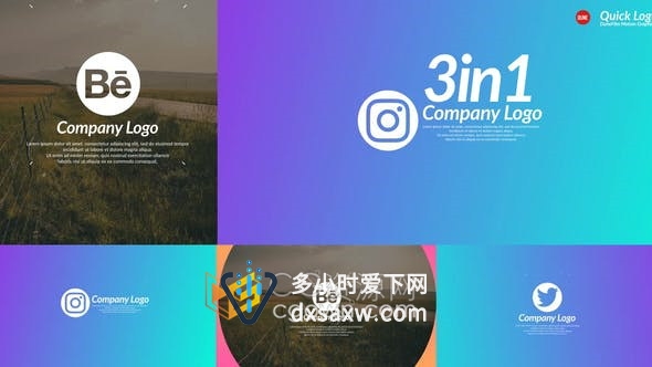 简单扁平形状图形动画展示公司企业LOGO效果视频片头-AE模板