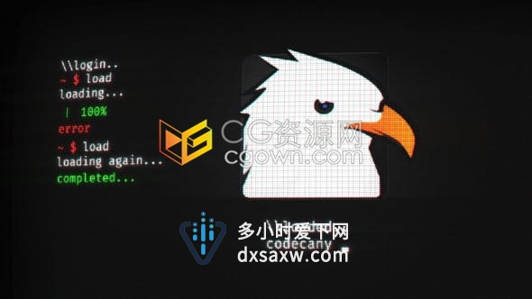 AE模板仿真电视旧屏幕故障失真代码动画效果LOGO标志视频片头